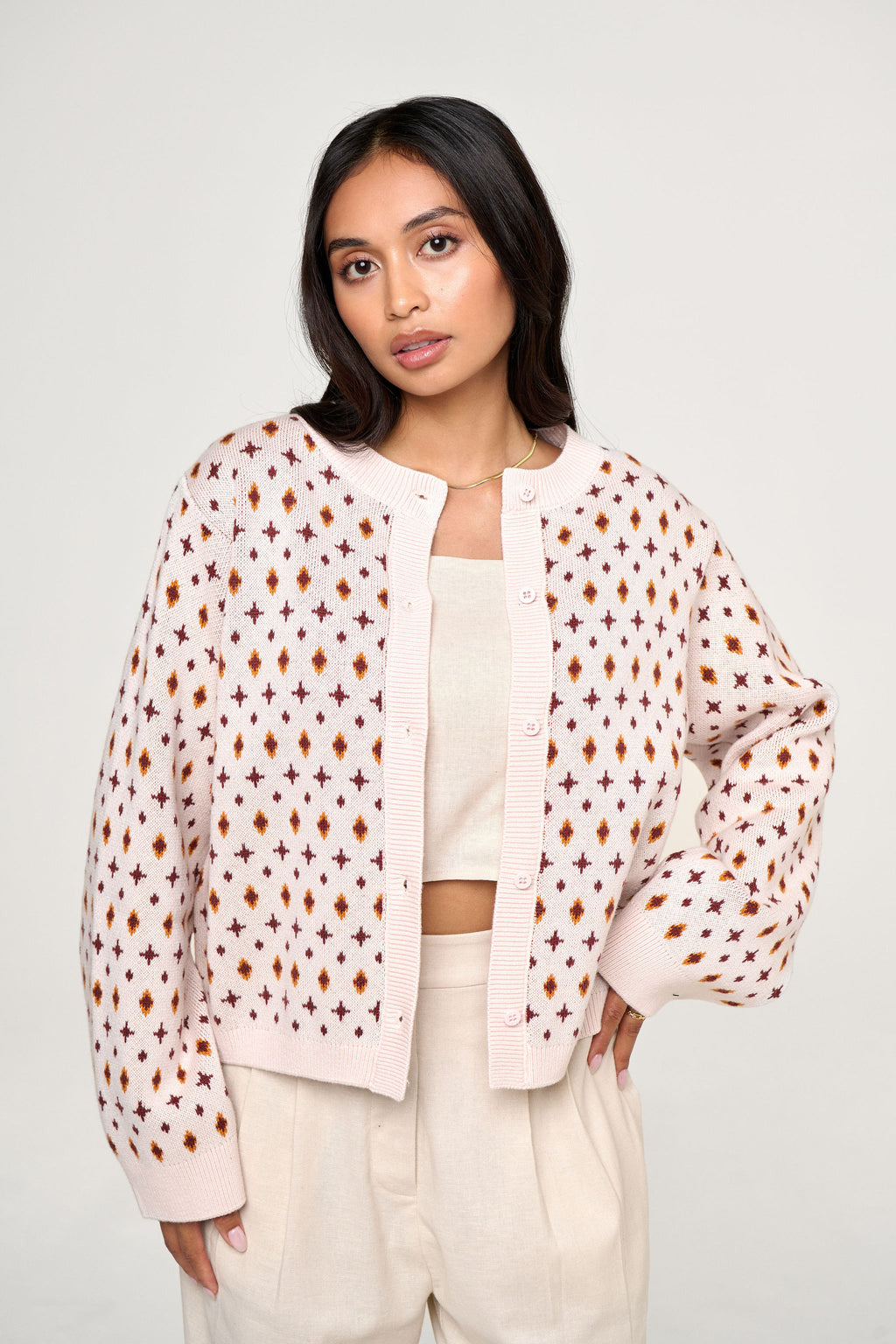 ANNA JACQUARD KNIT CARDIGAN