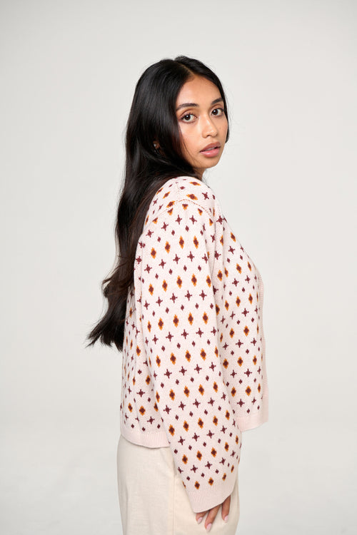 ANNA JACQUARD KNIT CARDIGAN