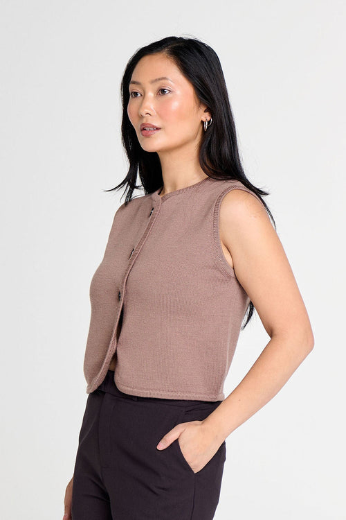 ANNIE MERINO WOOL BUTTON UP VEST