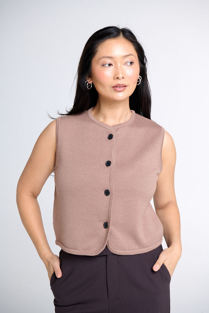 ANNIE MERINO WOOL BUTTON UP VEST