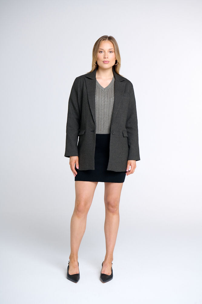 ISLA OVERSIZED HOUNDSTOOTH MERINO WOOL BLAZER