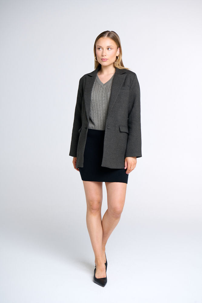 ISLA OVERSIZED HOUNDSTOOTH MERINO WOOL BLAZER