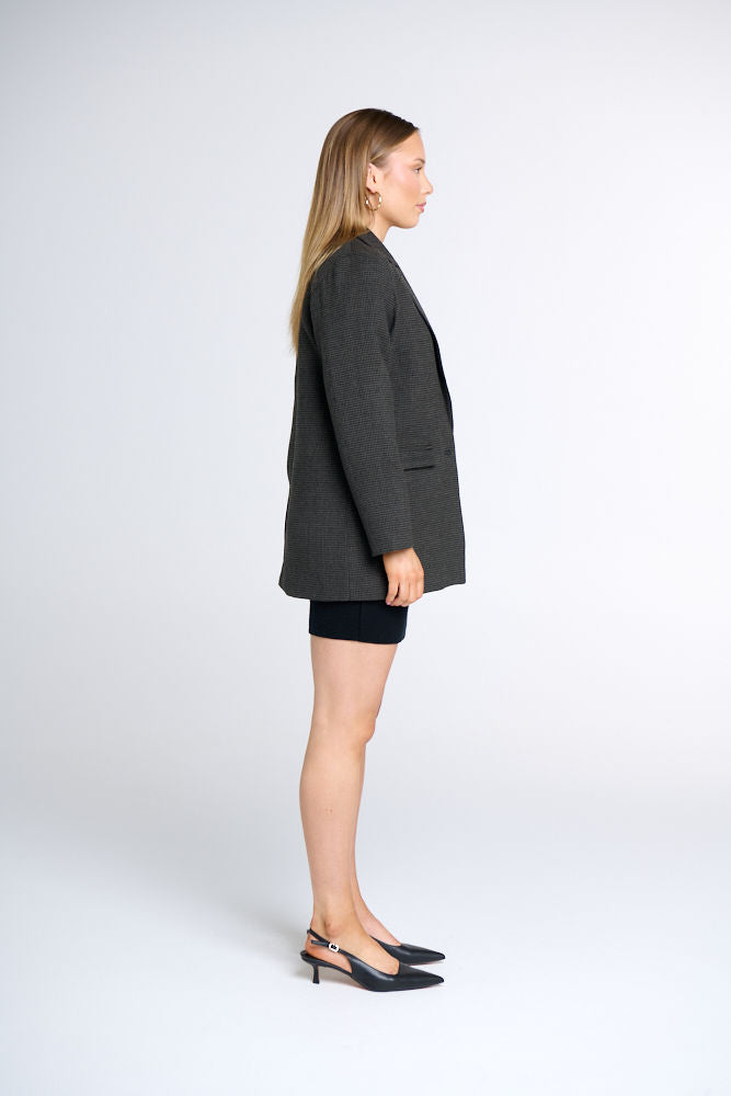 ISLA OVERSIZED HOUNDSTOOTH MERINO WOOL BLAZER