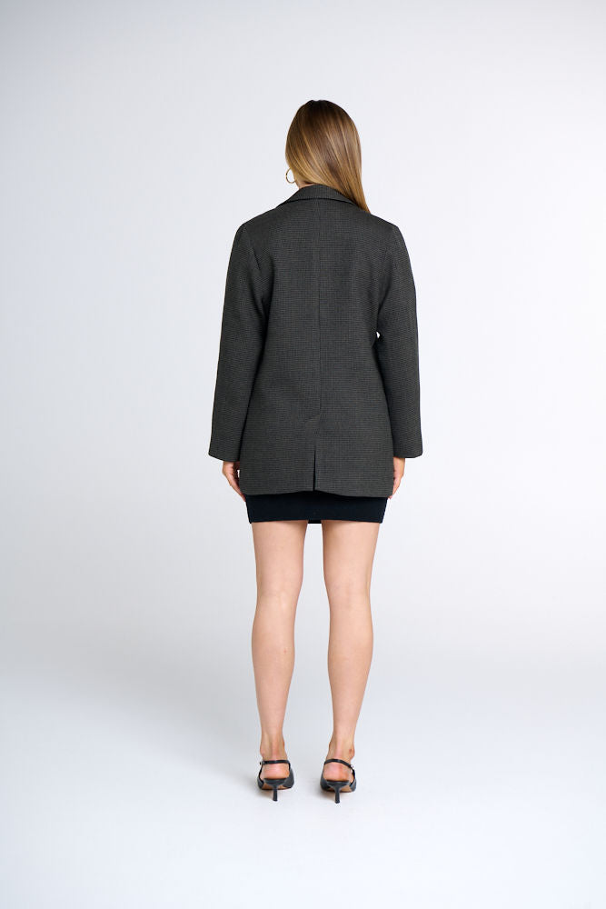 ISLA OVERSIZED HOUNDSTOOTH MERINO WOOL BLAZER