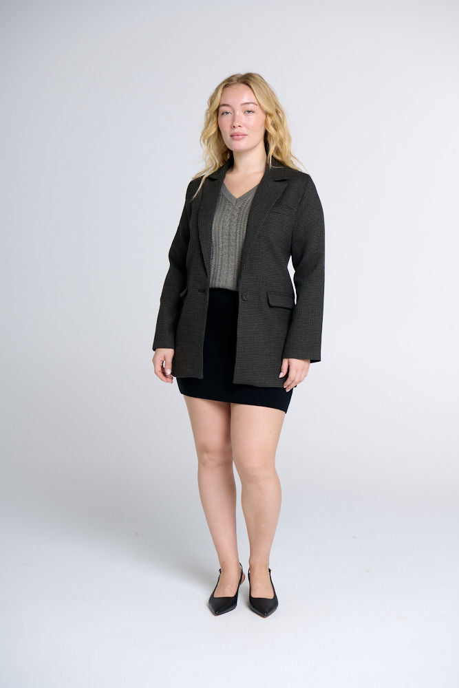 ISLA OVERSIZED HOUNDSTOOTH MERINO WOOL BLAZER