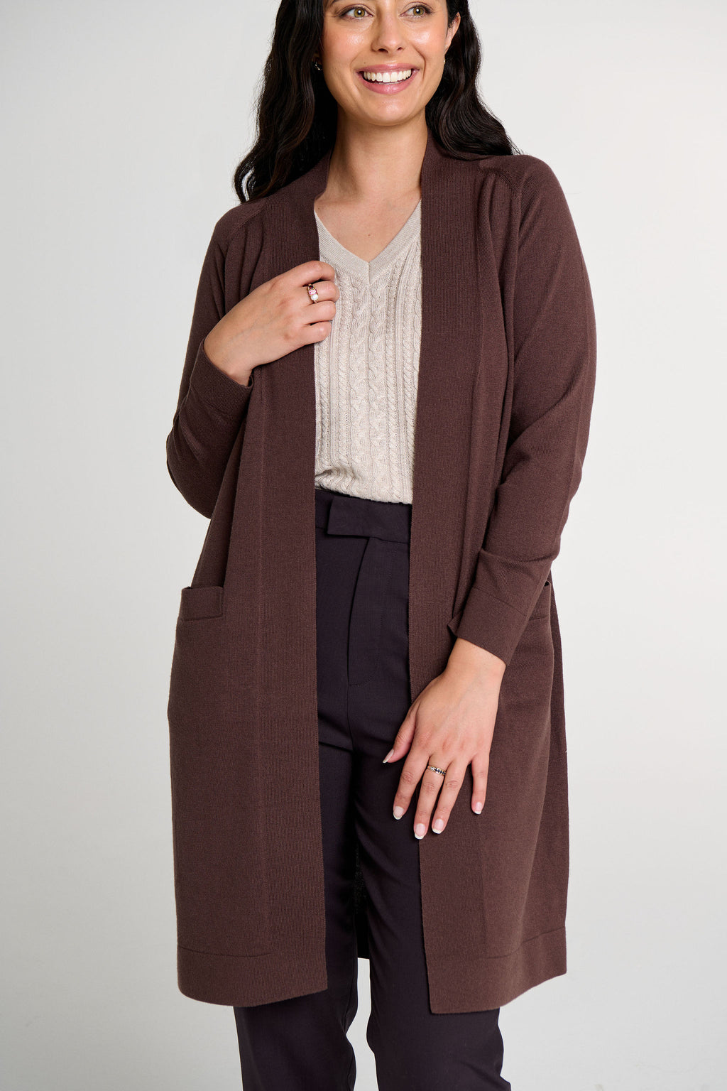 SYLVIE LONGLINE MERINO CARDIGAN