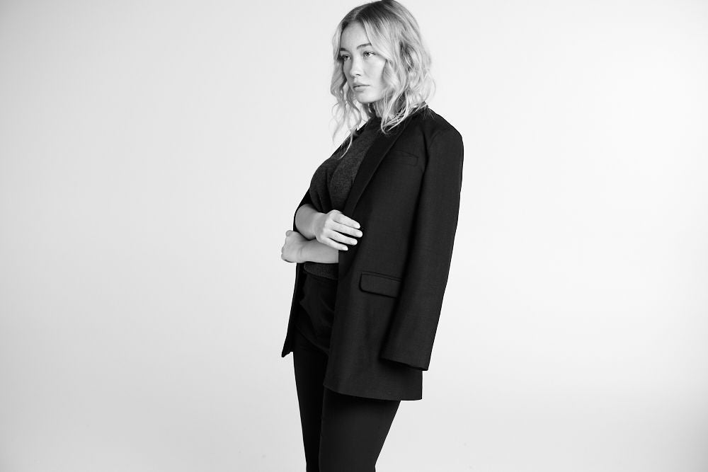 ISLA OVERSIZED HOUNDSTOOTH MERINO WOOL BLAZER