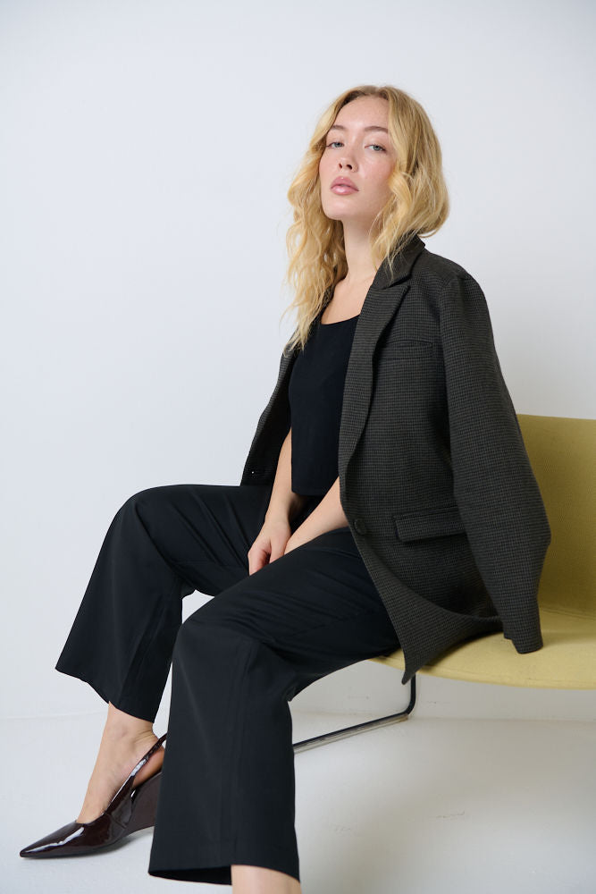 ISLA OVERSIZED HOUNDSTOOTH MERINO WOOL BLAZER